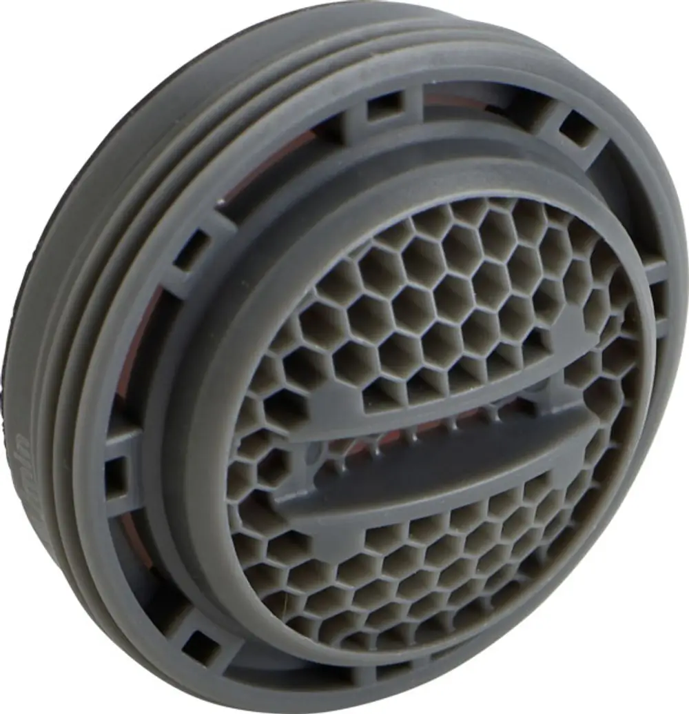 Strahlregler mit hexagonaler Struktur und einem runden Gehäuse, geeignet für Wasserauslässe, von der Marke Ideal Standard.